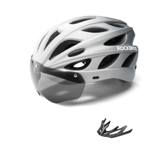 ROCKBROS Cycling Larger MTB Helmet for Men and Women Breathable and Safe Motor Riding Bicycle Helmet with Goggles Fit 58-65cm
