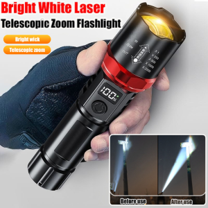 Portable Zoom Telescopic Lighting Flashlight USB Charging Battery Indicator Waterproof Outdoor Torch
