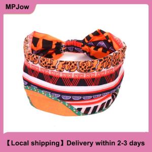【Local shipping】 Fashion Cotton Stretch Headband African Pattern Print Twist Style Elastic Hair Band Wide Hairbands Bandana Turban Knot Headwrap
