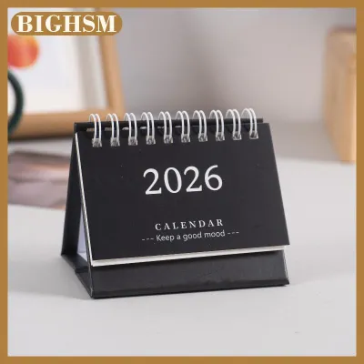 BIGHSM 2026 Simple Style English Mini Desk Calendar Desktop Display Solid Color Portable Small Desk Calendar Desktop Decoration