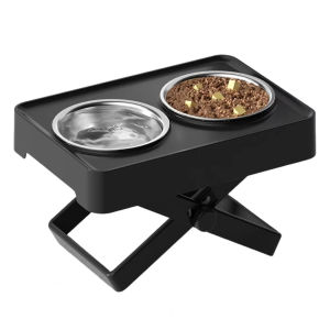 Adjustable Stainless Steel Dog Bowl Stand for Small Pets - Non-Slip Height-Adjustable Removable
