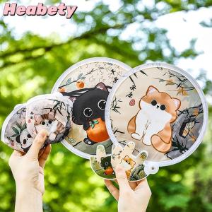 Heabety Portable Cartoon Folding Fan Kawaii Creative Foldable Fan Cool Summer Hand Fan Flying Disk Pocket Cloth Fan Gifts For Kids