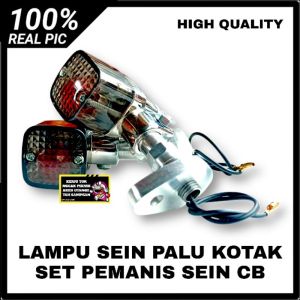 LAMPU SEIN PALU KOTAK BOHLAM RETENG PALU KOTAK BOHLAM MIKA KUNING BENING DAN SMOKE SEPASANG SET MANISAN CB ALUMUNIUM