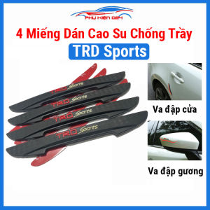 Bộ 4 miếng dán cao su chống trầy xước va đập cửa xe ô tô logo chữ TRD SPORTS bảo vệ tránh va chạm phần cửa gương xe hơi
