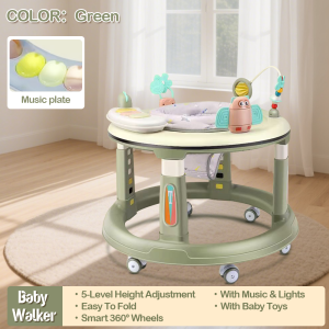 5-in-1 Upgrade Foldable Baby Walker With Music&Lights Adjustable Height Anti-Rollover Pejalan kaki bayi Baby Push嬰兒學步車