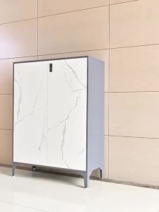 Steel Shoe Cabinet For Household Light Luxury Dust-proof Shoe Rack At The Entrance Simple Entry Large Capacity Storage Cabinet With Lock Entrance