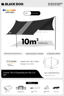 Blackdog Leisure TB2.4 Automatic Tent Portable 2-4 Persons Sunshade Black Coating Panorama Screen Window 150D Oxford Cloth Glass Fiber Waterproof Tent Camping Outdoor Picnic
