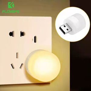 FLOVEME 1PC Portable LED Round Night Light Energy Saving LED Universal USB Light Power Rechargeable Book Light Indoor Lighting Decor