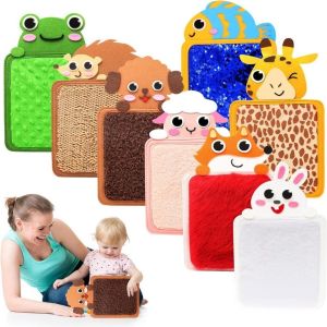 VERIDIAI 8pcs Sensory Hand-eye Cognitive Felt Mats Touchable 3D Animal Textures Training Touch Pad Interactive Toys Early Enlightenment Montessori Learning Toys Toddler Toys