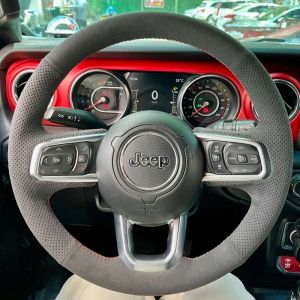 Kaly Hand Stitched black red Genuine Leather non-slip Car Steering Wheel Cover For Jeep Wrangler JL 2018 2019 Gladiator JT 2020 2021 8K3Q7