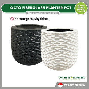 OCTO Fiberglass Planter Pot Round(OCTO 3036-S)(26cm L x 26cm W x 29cm H Bottom D 16cm)