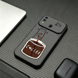 PBZZ Case for SAMSUNG a20 a30 phone casing Softcase Silicone shockproof Cover new design aesthetic cute Coffee cat for girls purple KNKFCM3