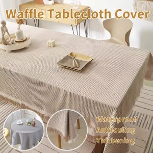 Waffle Tablecloth Cover Oil Proof Waterproof Antifouling Cover Cafe Garden Kitchen Table Cloth Decor