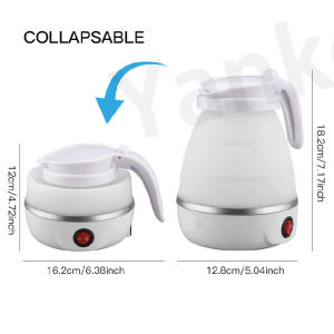 Foldable Silicone Electric Kettle Portable 0.6L 600W Fast Boiling SUS304 Stainless Steel Heating Plate Prevent Dry Burning Automatic Power Off