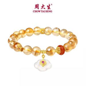 CTS S925 Silver Auspicious Cloud Citrine Beaded Bracelet CHOW TAI SENG 周大生 S1HC0533
