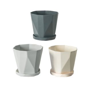 ZENGD 3 Set เรซิน กระถางดอกไม้ในร่ม นอร์ดิก กลมกลมๆ หม้อ succulents สร้างสรรค์และสร้างสรรค์ รูระบายอากาศได้ กระถางทำสวนสำหรับทำสวน ในร่ม