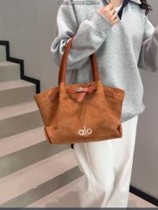 Earth Tone Suede Tote Bag Front Toggle Buckle Wide PU Handle Soft Faux Suede Women Daily Office Handbag