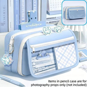 Canvas Pencil Case Large Capacity Pen Pouch Organizer Carry Handle Zipper School Study Office Travel