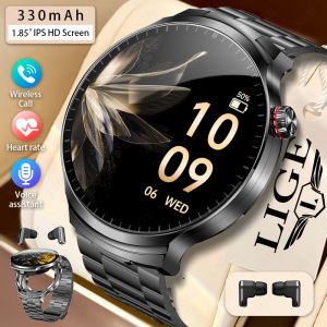 LIGE Smart Watch TWS 2-in-1 Headset Bluetooth Call Heart Rate Blood Pressure Health Monitoring Headphones Play Music Smartwatch For Android IOS