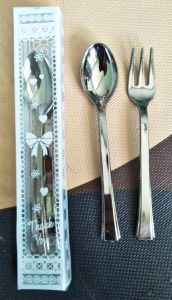 ISI 50 SOUVENIR SENDOK GARPU SILVER CANTIK