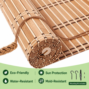 Bamboo Roll Up Blind UV Protection Heat Insulation Household Sun Shading Roller For Balcony