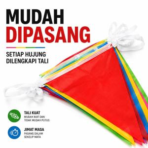 150 Flag 100M Merdeka Triangle Flag Bunting Malaysia National Day Event Colour Flagline Decoration 20×32CM