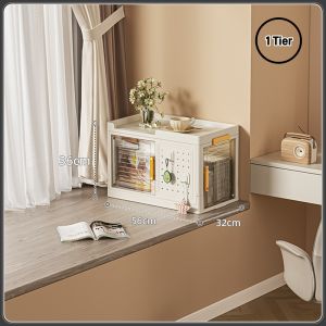 [SG Stock]Foldable Storage Cabinet With Pegboard Multifunctional Removable Floor Standing Clothes Storage Books Snacks