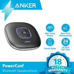 Anker PowerConf ลำโพงบลูทูธพร้อมไมโครโฟน6ตัวปิ๊กอัพเสียงที่ดีขึ้นเวลาโทร24Hบลูทูธ5 USB Cลำโพงการประชุมบลูทูธเข้ากันได้กับแพลตฟอร์มชั้นนำสำหรับบ้านสำนักงาน