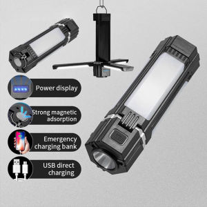 Function: Outdoor LED camping light C-type rechargeable outdoor camping light tent light portable foldable flashlight emergency mobile power supply working floodlight SOS and other functions
