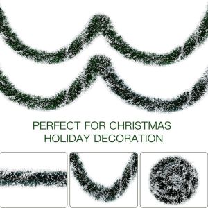 QIHUISHI Elegant Christmas Tinsel Garland for Home Decoration Festive Holiday Party Decor