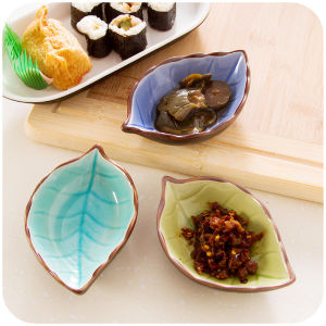 CNMF Ceramic Small Leaf Dish Soy Sauce Vinegar Seasoning Sauce Saucer Kitchen Dinnerware