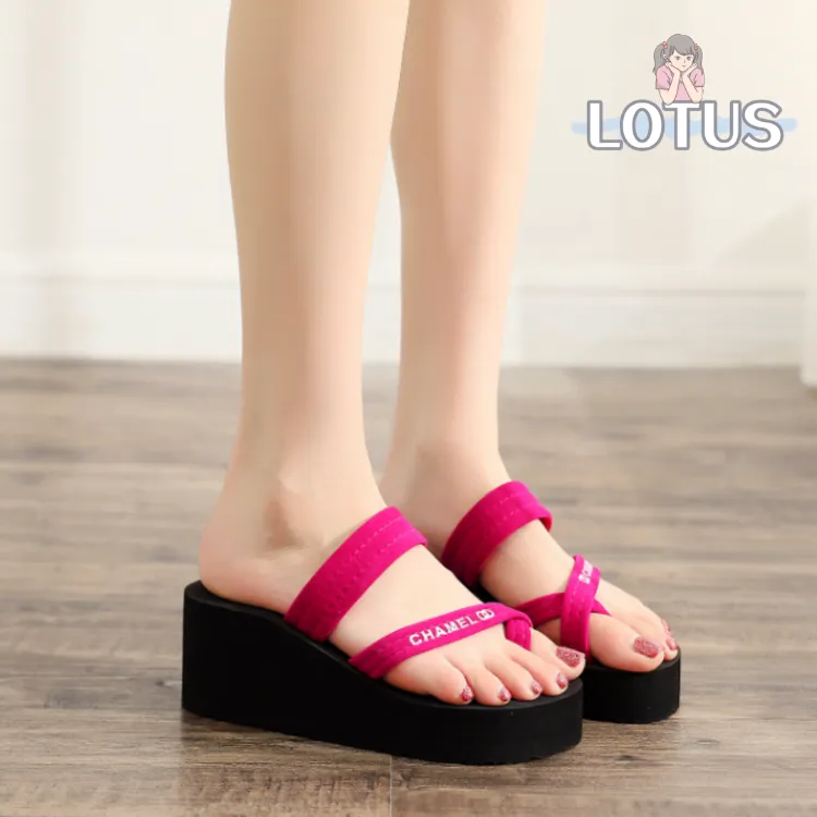 Women's Beach Slip-resistant Flip-Flop Wedge Heels With Thick Bottom  Flip-Flops