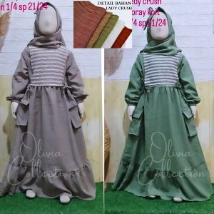 ✔️✔️ Baju Gamis anak perempuan bahan ledy crush mix knit caramel usia 3 - 11 tahun gamis anak tangung free hijab - COD