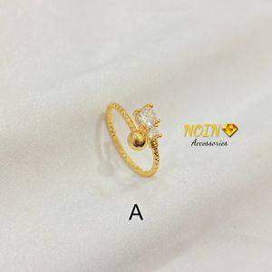 Cincin Wanita Mata Satu Permata Zircon Cincin Kawin Lapis Emas Aksesoris Perhiasan