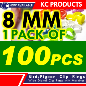(100 PCS./500 PCS./1 BOX 1000 PCS.) Bird / Pigeon Foot Ring – Wide Digital Clip Rings with Markings Numbered 001-100