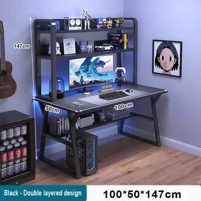 Study Table 80/100/120cm Computer Table with Book Shelf PC Storage Student Study Desk Writing Desk Home Office Table