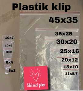 PLASTIK KLIP/KLIP OBAT/KLIP KACANG UKURAN 10X6 ISI 100 PCS TERMURAH DAN BERKUALITAS\nPLASTIK KLIP/KLIP OBAT/KLIP KACANG UKURAN 10X7 ISI 100 PCS TERMURAH DAN BERKUALITAS\nPLASTIK KLIP/KLIP OBAT/KLIP KACANG UKURAN 12X8 CM ISI 100 PCS