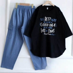 Oneset Cargo Perempuan Dewasa Lussy Set Bahan Kaos Katun Combed Apk Sablon Stelan Blouse Wanita Dan Celana Kargo Terbaru Oversize