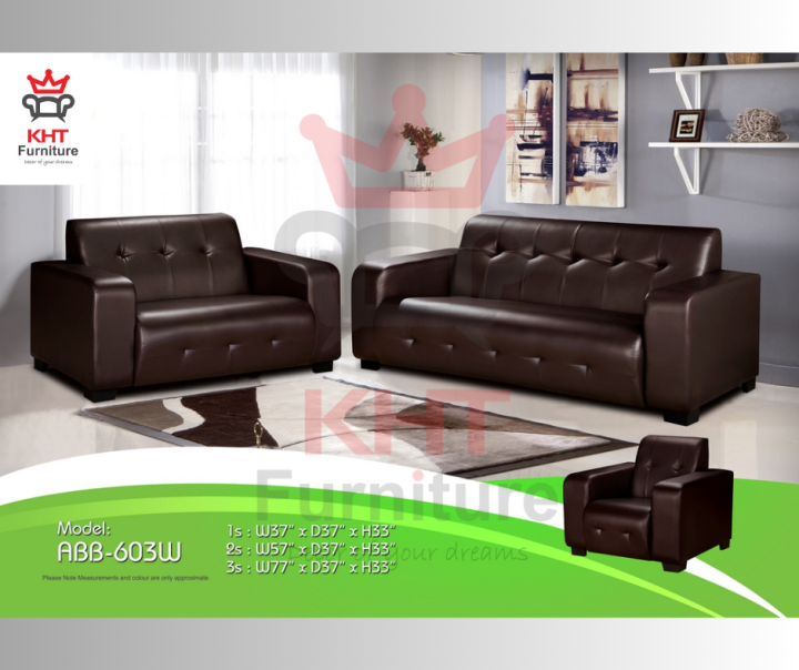 (Klang Valley) PVC Leather Modern Sofa 1, 2 and 3 Seater Full Set Sofa