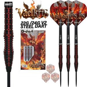 ONE80 STEEL TIP DARTS - 22G/24G VAELKRIS V2 90% TUNGSTEN DART SET ORIGINAL STEEL DART