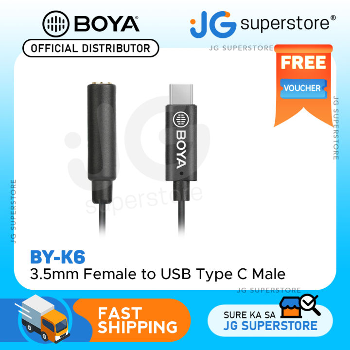 Boya BY-K6 TRS (Female) to USB Type-C (Male) Audio Adapter for DJI  OSMO