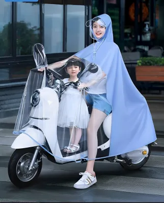Áo mưa choàng nửa trước trong suốt cho Mẹ và Bé kèm kính chắn mưa