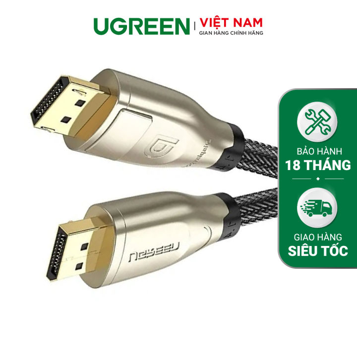 Cáp Displayport 1.4 UGREEN DP112 - Hỗ trợ phân giải 8K@60Hz - Lõi đồng 26AWG ba lớp bảo vệ chống nhiễu - Hãng phân phối chính thức - Bảo hành 18 tháng 1 đổi 1