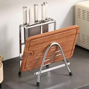 SXH Extra-thick stainless steel pot lid and cutting board rack multifunctional kitchen storage shelf for chopping boards countertop chopping board holder