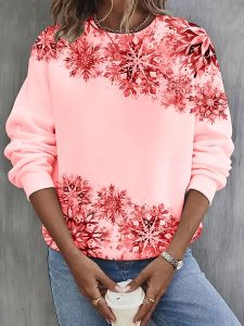 [Local Stock] ZEEMIN Autumn Snowflake 3d Print Long Sleeve T-Shirt Womens Clothing Long Sleeve T-shirt Fashion Casual Oversized Tops Tees Female