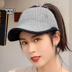 Topi Senam Rajut Korea Wanita Motif M Fashion Olahraga Anti Sinar UV Kualitas Import SPAB ZIORRA