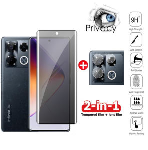 2in1 3D Privacy Screen Protector for Infinix Note 40 Pro Plus Pro+ 5G 4G Tempered Glass Film and Camera film with Edge Glue Curved Full Cover Explosion-proof Anti-Peeping