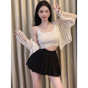 Set Áo Len Lưới 2 Món Hottrend 2023 Áo 2 Dây Croptop Cực Xinh