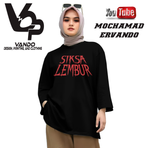 Kaos Distro Pria Siksa Lembur Lengan Panjang Hitam Cotton Combed 30s
