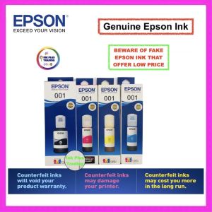 100% Original Epson 001 Ink Black Cyan Magenta Yellow  for Epson new Model L6270 / L6290 / L4150 / L4160 / L6150 / L6160 / L6170 / L6190 / L6191 / L14150